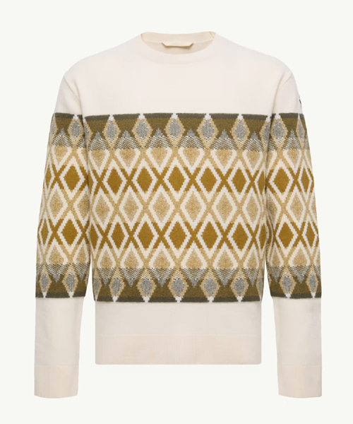 롬버스 패턴 울 스웨터