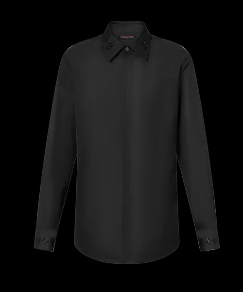 엠브로이더드 롱 슬리브 코튼 블렌드 셔츠