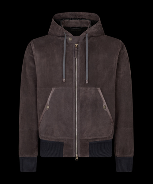 스웨이드 후디 블루종