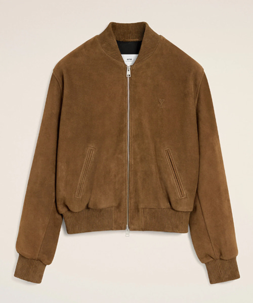 브라운 가죽 지퍼 재킷