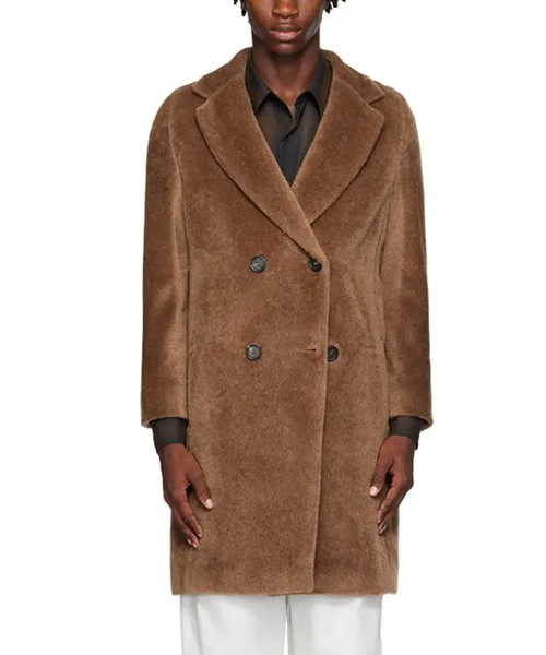 알파카 버진 울 블렌드 플리스 코트