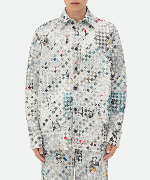 프린트 인트레치아토 가죽 셔츠