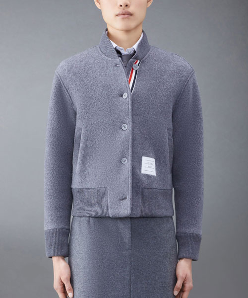 울 플리스 스트라이프 봄버 자켓