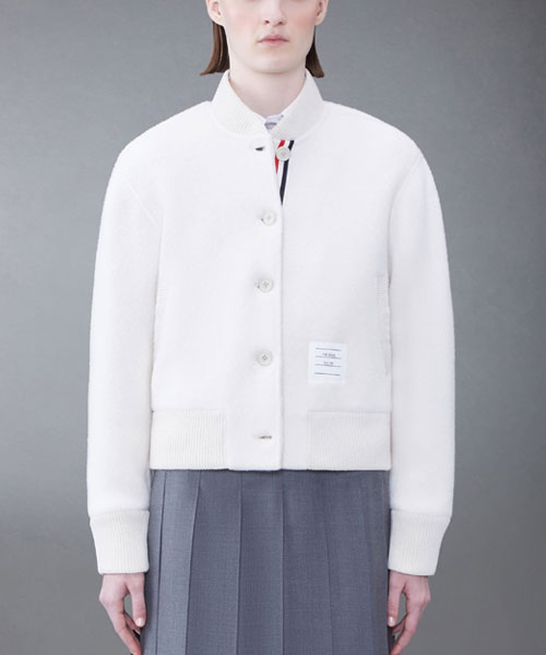 울 플리스 스트라이프 봄버 자켓