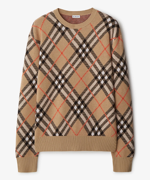 체크 울 모헤어 블렌드 스웨터