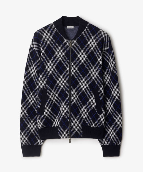 체크 울 블렌드 보머 재킷