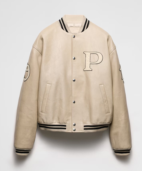 패디드 가죽 봄버 자켓