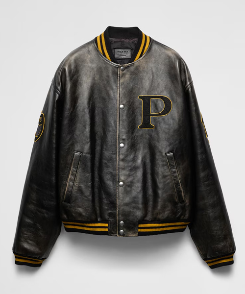 패디드 가죽 봄버 자켓