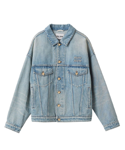 로고 자수 패치 데님 자켓