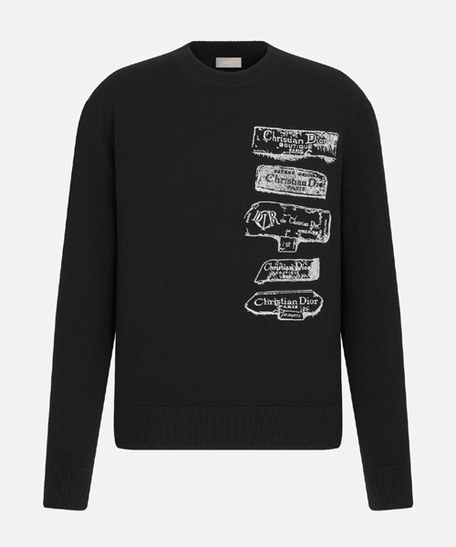 울 저지 라벨 스웨터