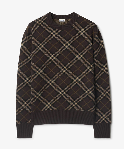 체크 울 캐시미어 블렌드 스웨터