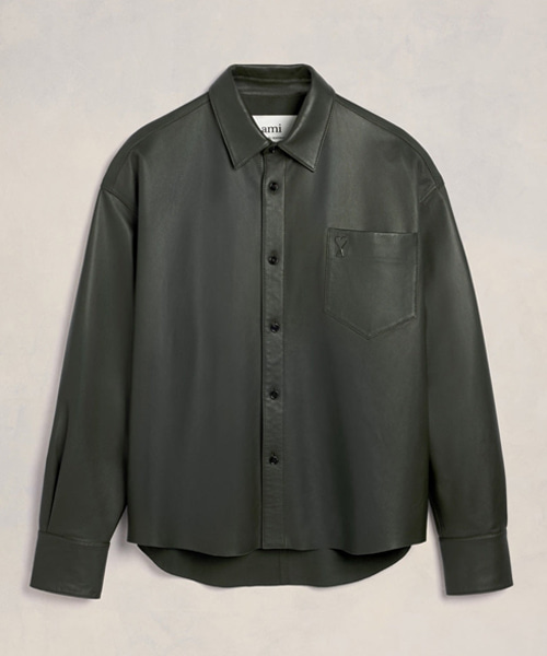 파리 박스핏 가죽 셔츠