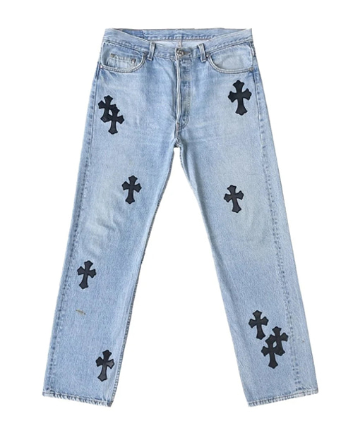 리바이스 501 블랙 크로스 패치 진