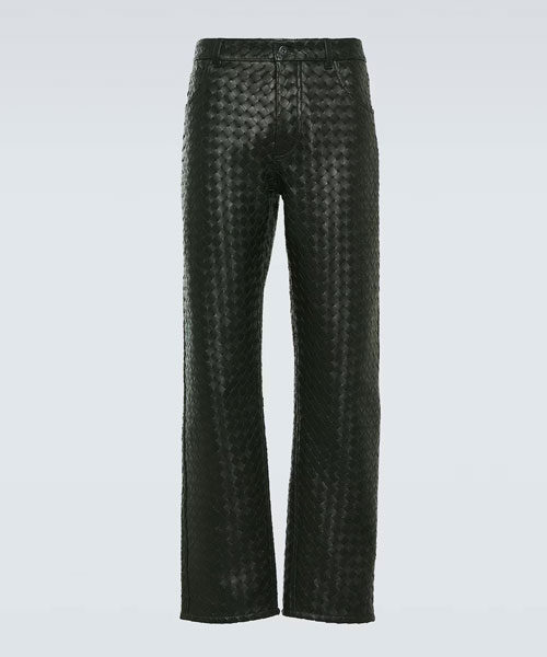 인트레치아토 레더 스트레이트 팬츠