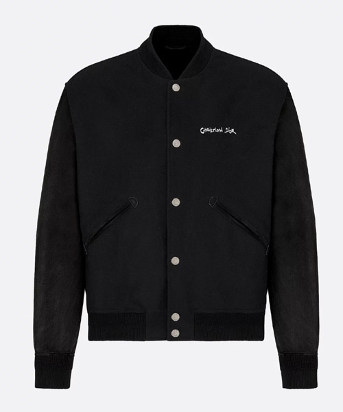 울 블렌드 & 양가죽 바시티 재킷