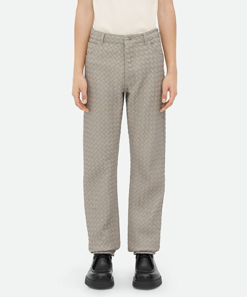 인트레치아토 레더 스트레이트 팬츠