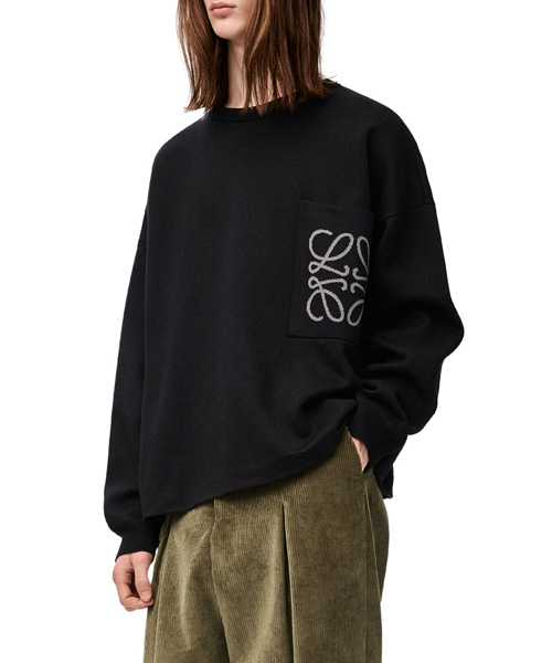 시그니처 로고 자수 코튼 혼방 스웨터