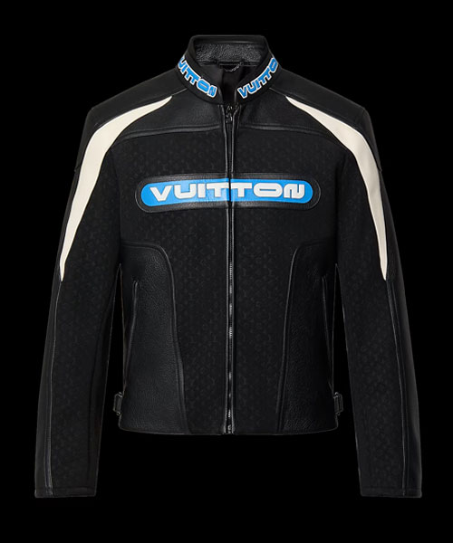 가죽 믹스 바이커 자켓