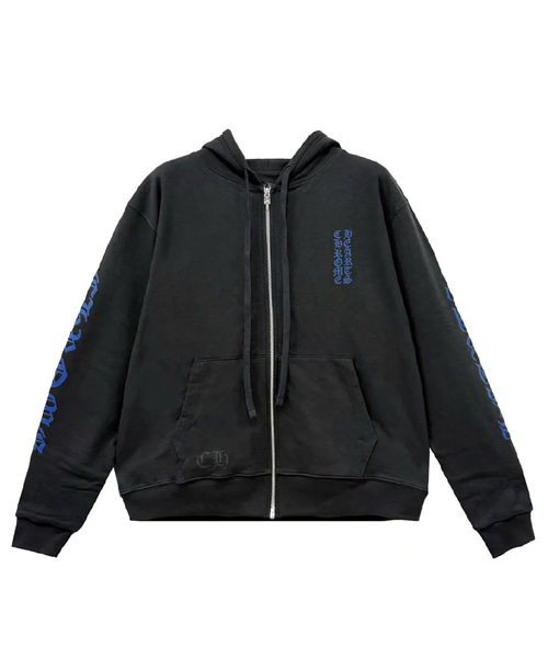 블루 스크립트 서멀 집업 후디