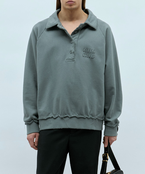 가먼트 다이 코튼 플리스 스웨트셔츠