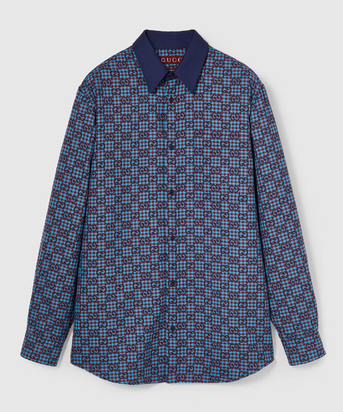 GG 비쉬 코튼 울 자카드 셔츠