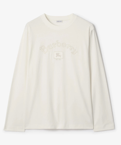 롱 슬리브 고딕 로고 코튼 티셔츠