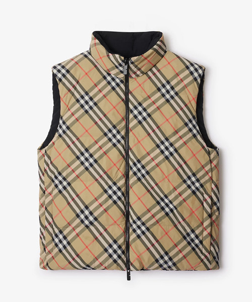 리버시블 체크 나일론 패딩 질레