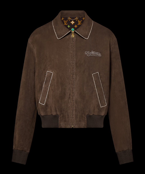 엠브로이더드 스웨이드 카프스킨 보머