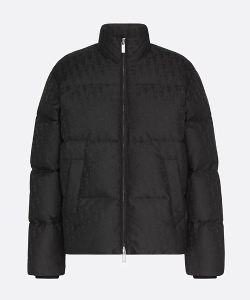 블랙 테크니컬 자카드 푸퍼 재킷