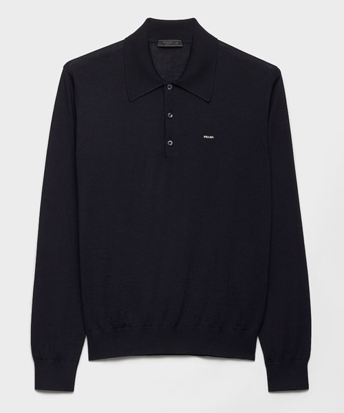 롱 슬리브 슈퍼파인 울 폴로 스웨터