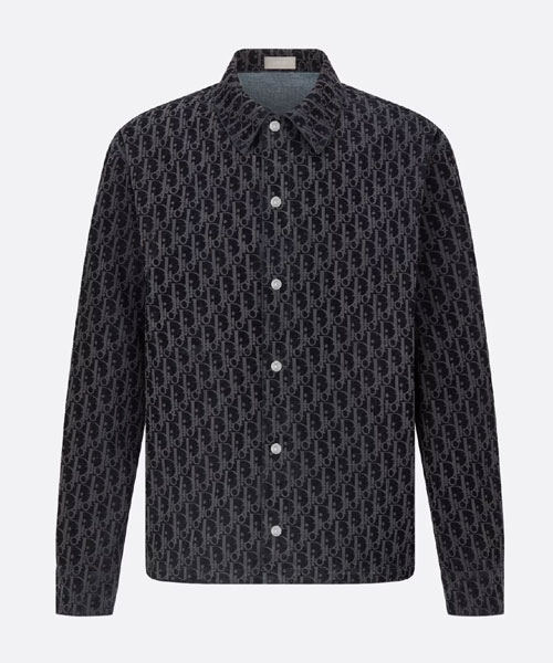 블루 코튼 블렌드 트윌 오버셔츠