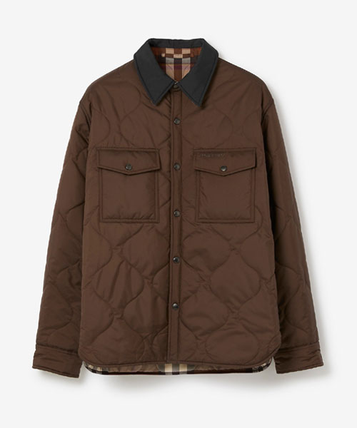 리버서블 체크 퀄팅 오버셔츠