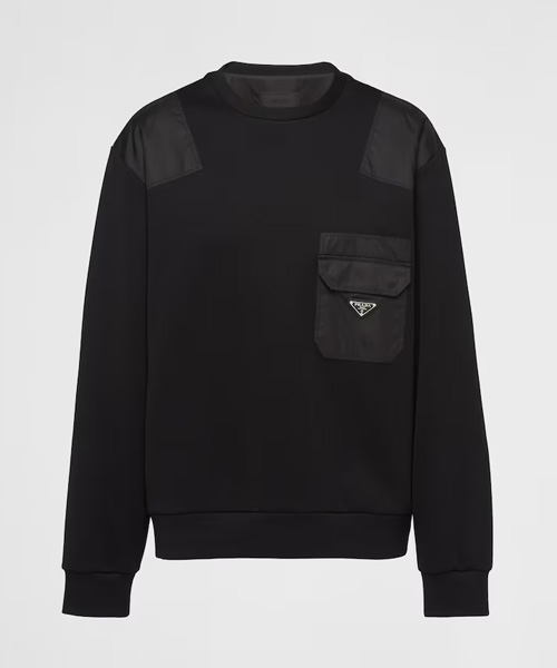 리나일론 디테일 코튼 스웨트셔츠