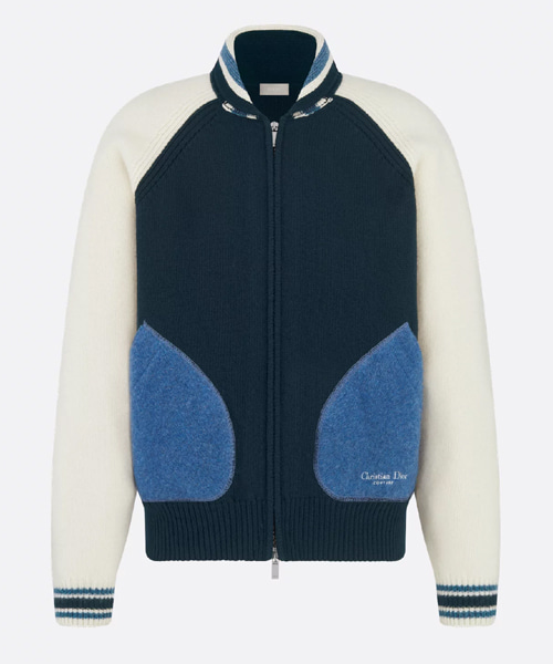 울 펠트 저지 은방울꽃 바시티 가디건