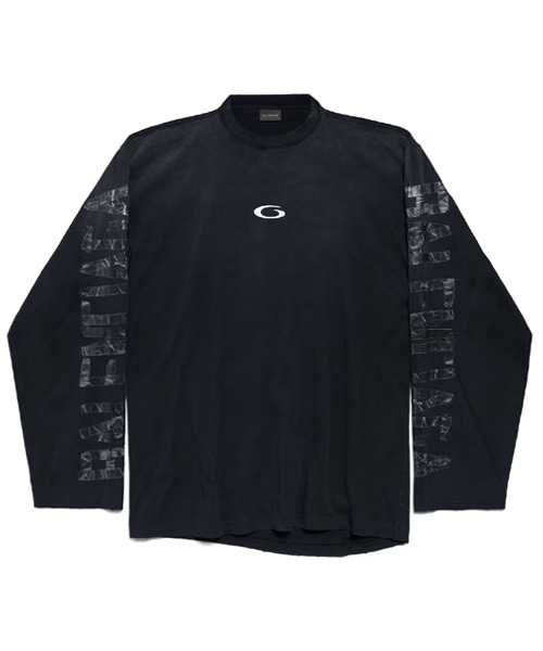 트랜스페어런트 테이프 시프티드 오버사이즈 롱 슬리브 티셔츠