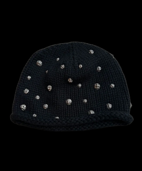 블랙 실버 크로스 비니