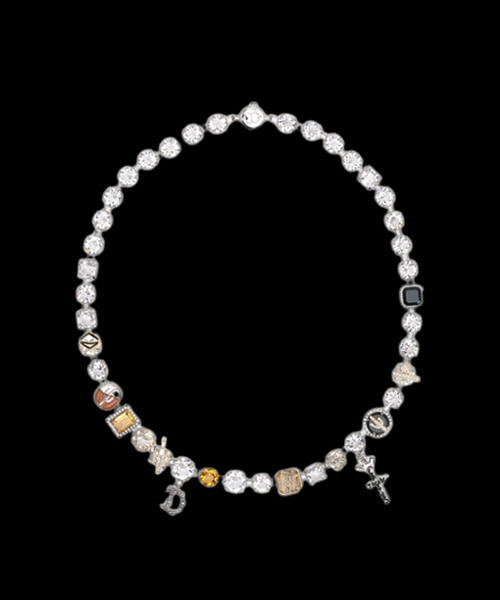 실버 피니쉬 브래스 멀티컬러 제뉴인 네크리스