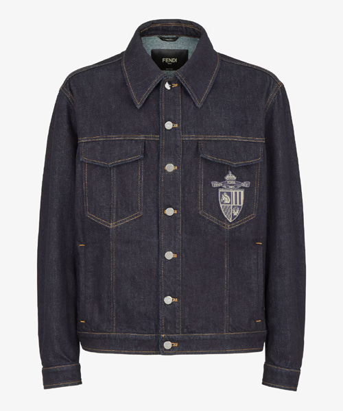 패치 자수 블루 진 재킷