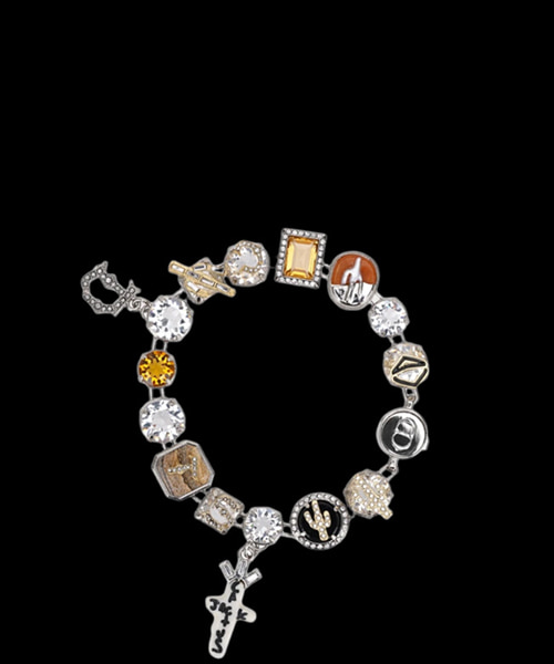 실버 피니쉬 브래스 멀티컬러 제뉴인 브레이슬릿