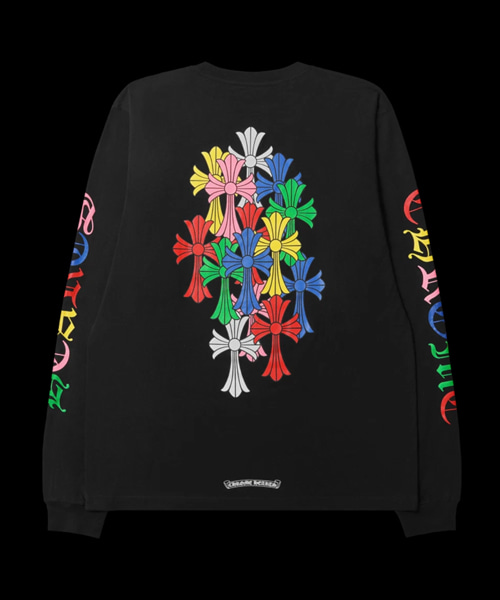 멀티컬러 크로스 롱 슬리브 티셔츠