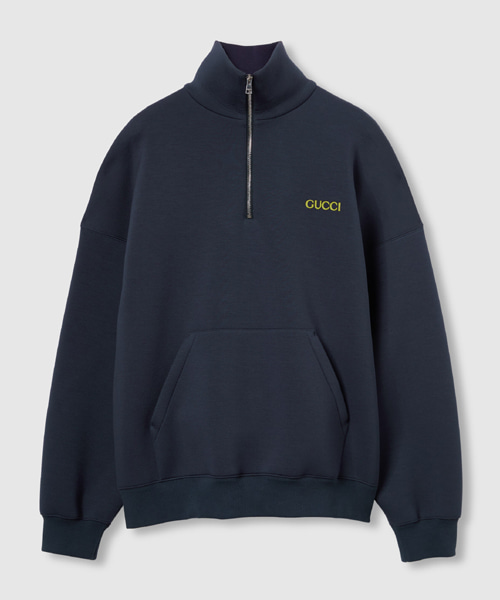 패치 저지 하프 지퍼 스웨트셔츠