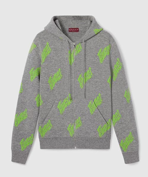 자카드 울 니트 지퍼 재킷