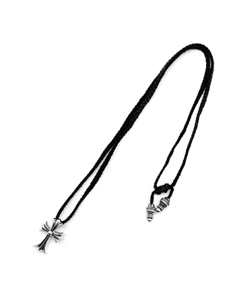 실버 크로스 레더 블레이즈 네크리스