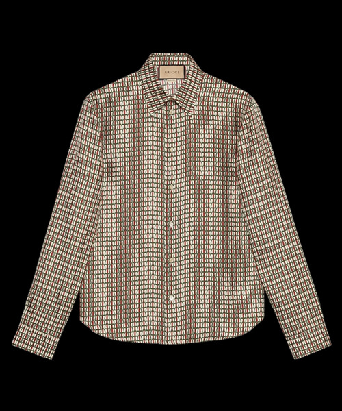 미니 스털업 프린트 실크 트윌 셔츠