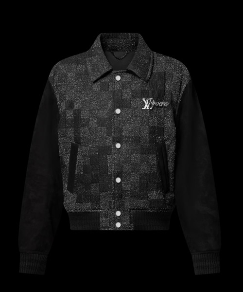 믹스 가죽 바시티 블루종