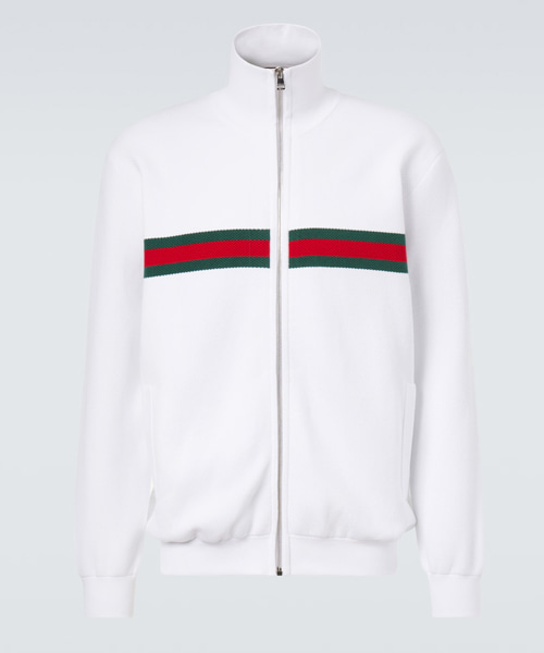 웹 스트라이프 코튼 블렌드 트랙 재킷