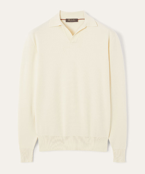 버튼리스 울 폴로 셔츠