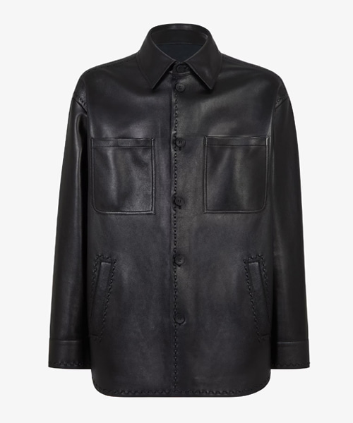 블랙 가죽 셀러리아 셔츠