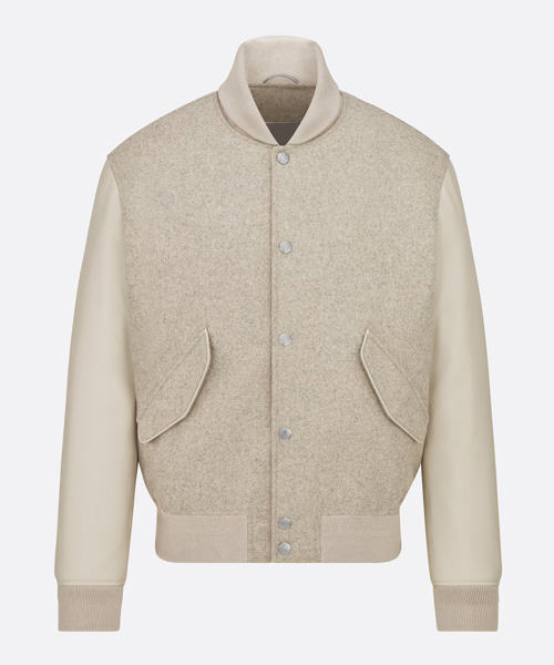 에크루 송아지 가죽 재킷