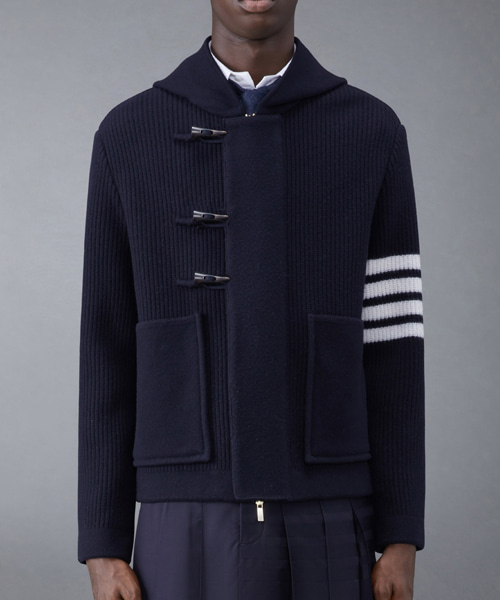 보일드 울 하프 가디건 스티치 후디 자켓